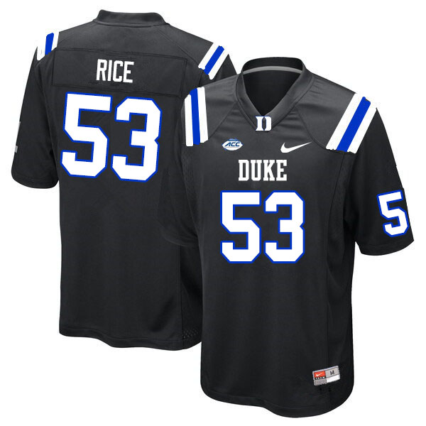 Men #53 Tahj Rice Duke Blue Devils College Football Jerseys Sale-Black